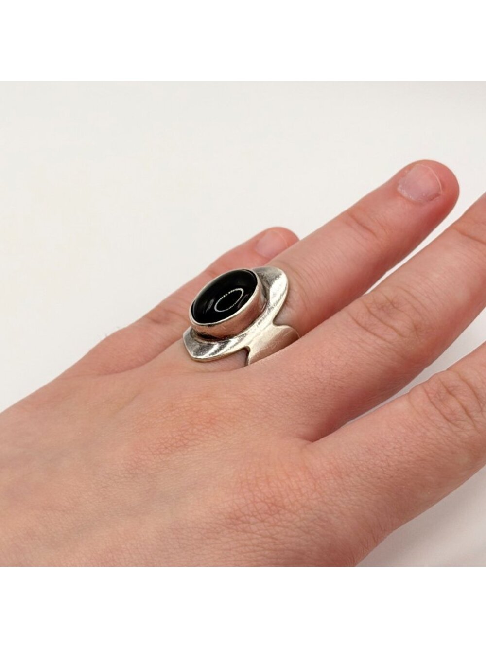 925 Sterling Silver & Black Onyx Wrap Ring Size 5